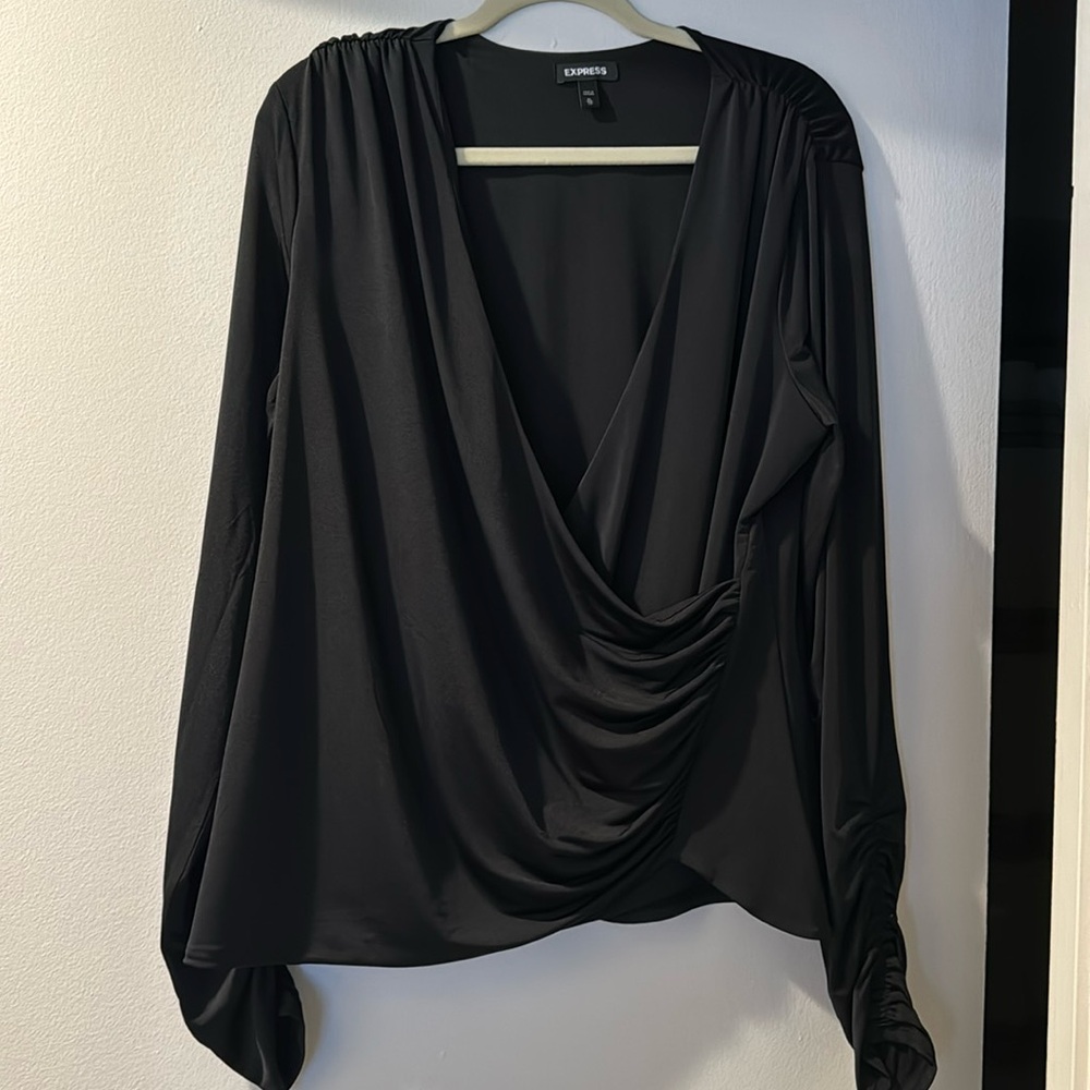 Express deep vneck wrap shirt